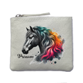 Porte monnaie personnalisé cheval color ivoire en feutrine en feutrine ivoire