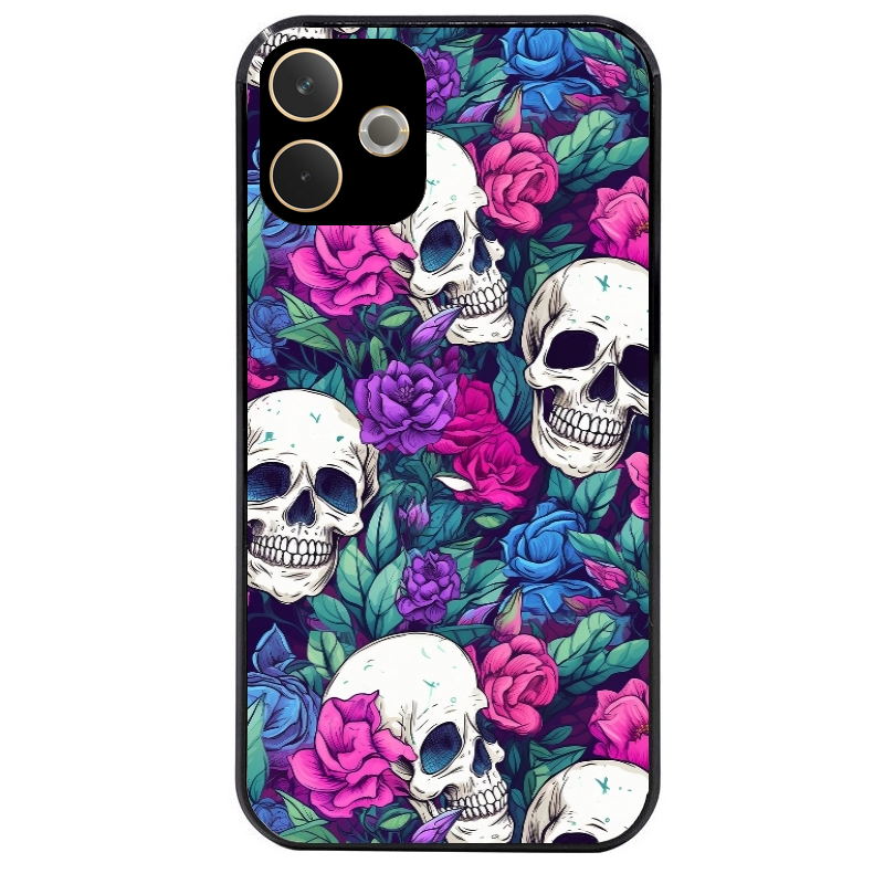 Coque noire taperso pour OPPO A5 PRO 4G et 5G avec motif tete de mort violet protection antichoc personnalisée