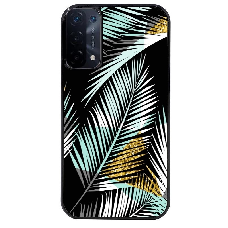 Coque noire taperso pour OPPO A54 et A74 5G avec motif palmier noir protection antichoc personnalisée