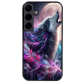 Coque noire taperso pour galaxy A06 A16 A26 A36 A56 avec motif loup et plume protection antichoc personnalisée