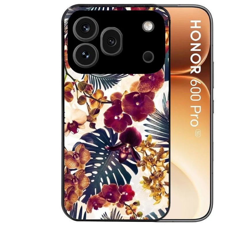 Coque noire taperso pour Honor 600 et 600 PRO avec motif jungle couleurs d'automne protection antichoc personnalisée
