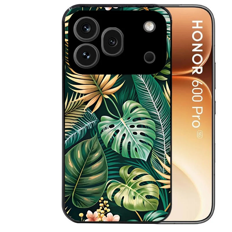 Coque noire taperso pour Honor 600 et 600 PRO avec motif jungle dore protection antichoc personnalisée