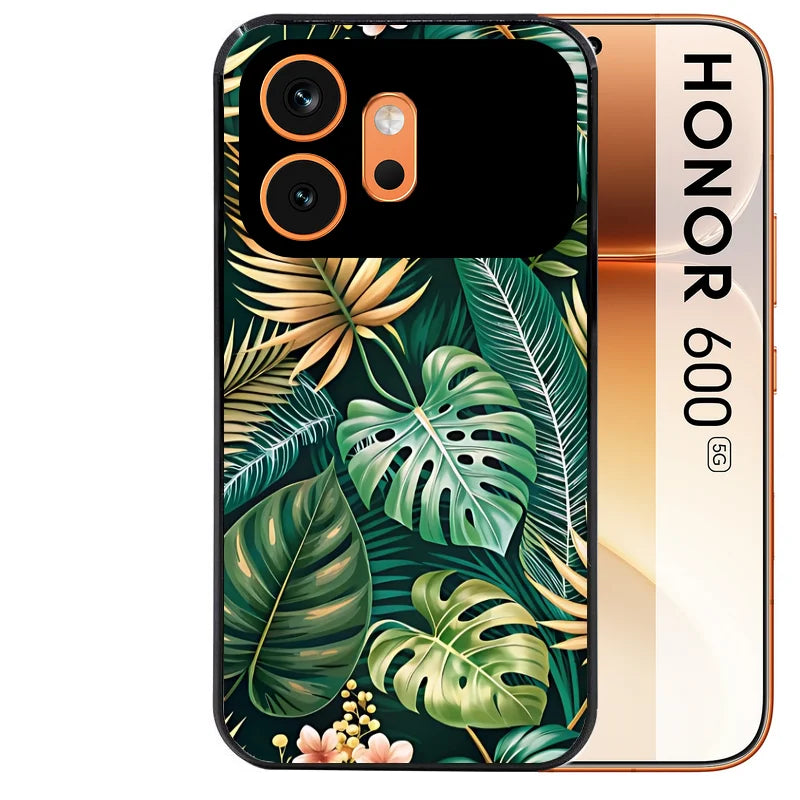 Coque noire taperso pour Honor 600 et 600 PRO avec motif jungle dore protection antichoc personnalisée