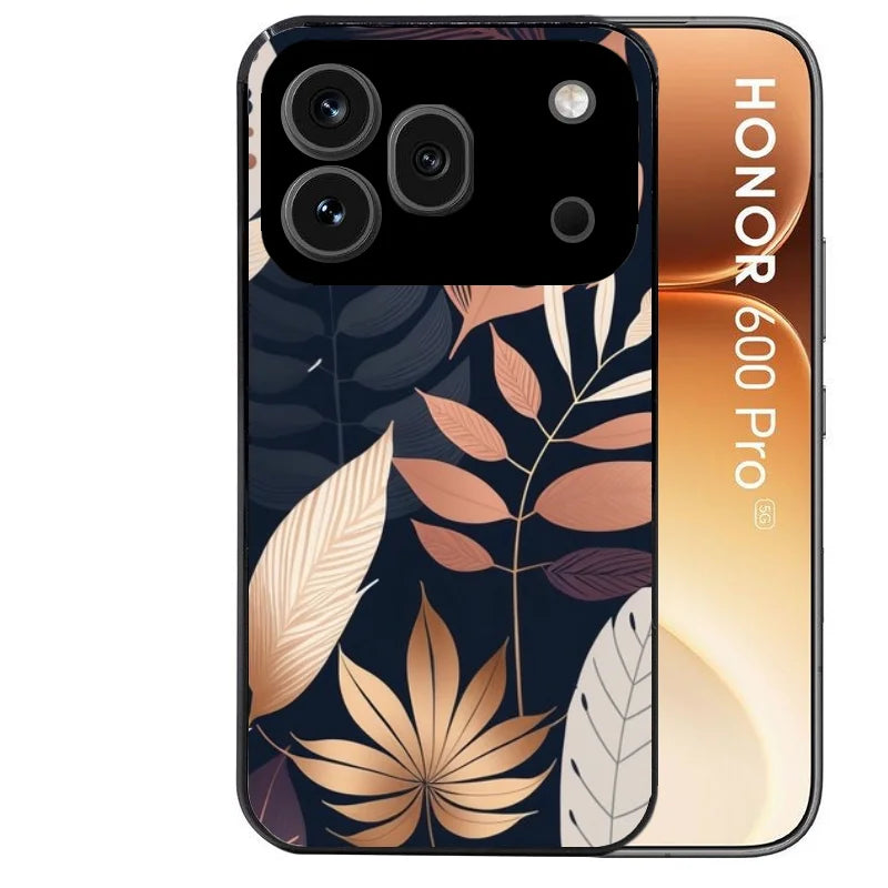 Coque noire taperso pour Honor 600 et 600 PRO avec motif jungle et feuilles protection antichoc personnalisée
