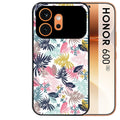 Coque noire taperso pour Honor 600 et 600 PRO avec motif jungle et fleur rose protection antichoc personnalisée