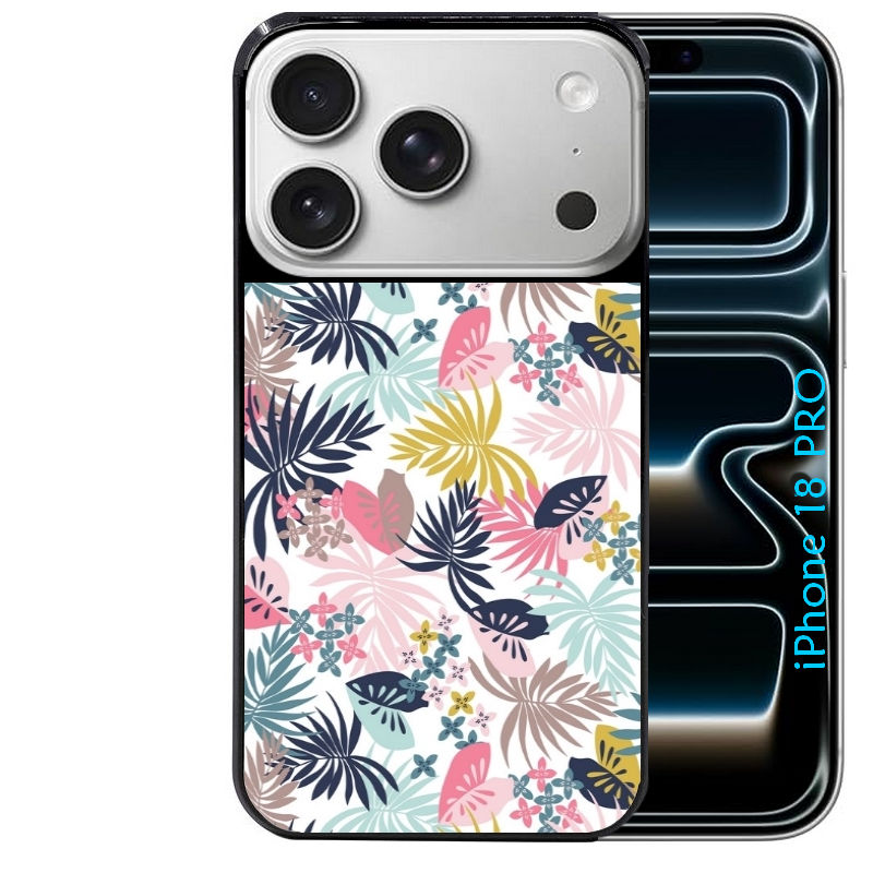 Coque pour Iphone 18 / PRO / PRO MAX / 18E jungle et fleur rose
