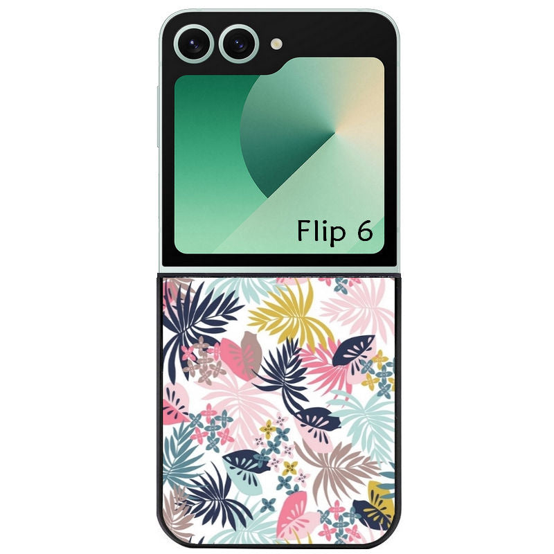 Coque pour Z FLIP 6 7 8 jungle et fleur rose