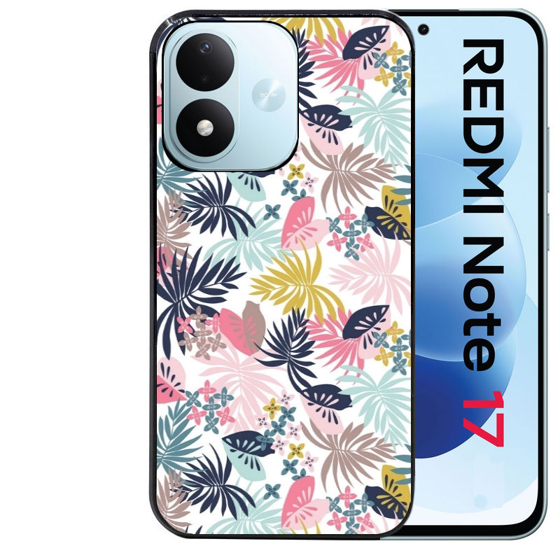 Coque pour Redmi Note 17 et PRO 4G 5G Max jungle et fleur rose