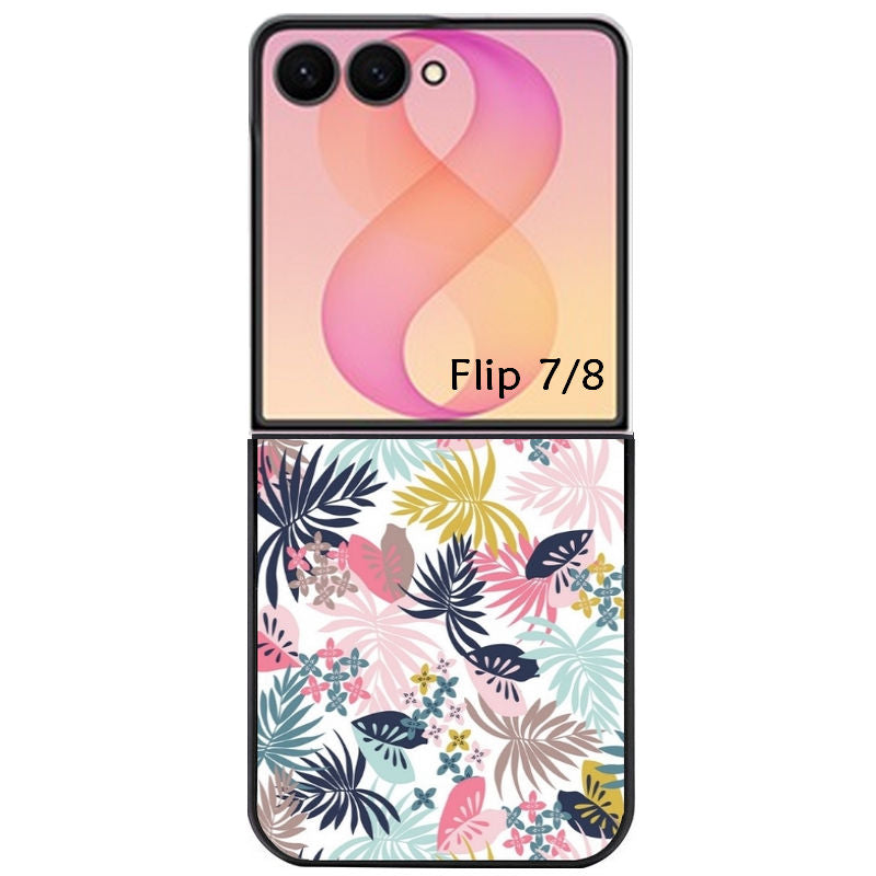 Coque pour Z FLIP 6 7 8 jungle et fleur rose