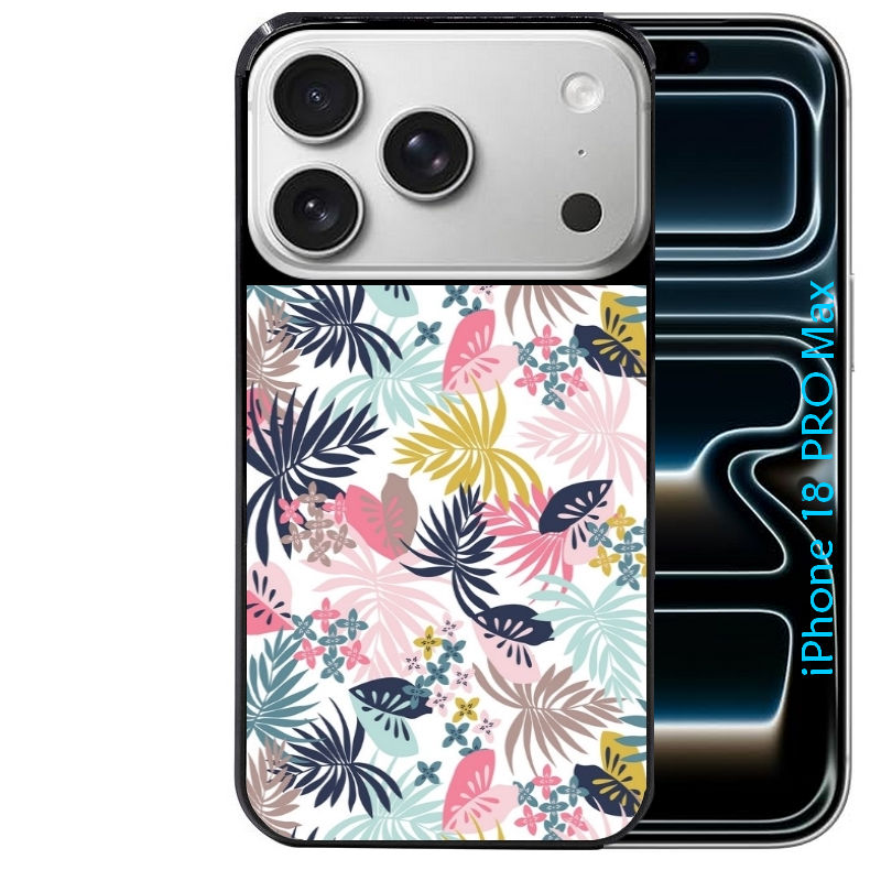 Coque pour Iphone 18 / PRO / PRO MAX / 18E jungle et fleur rose