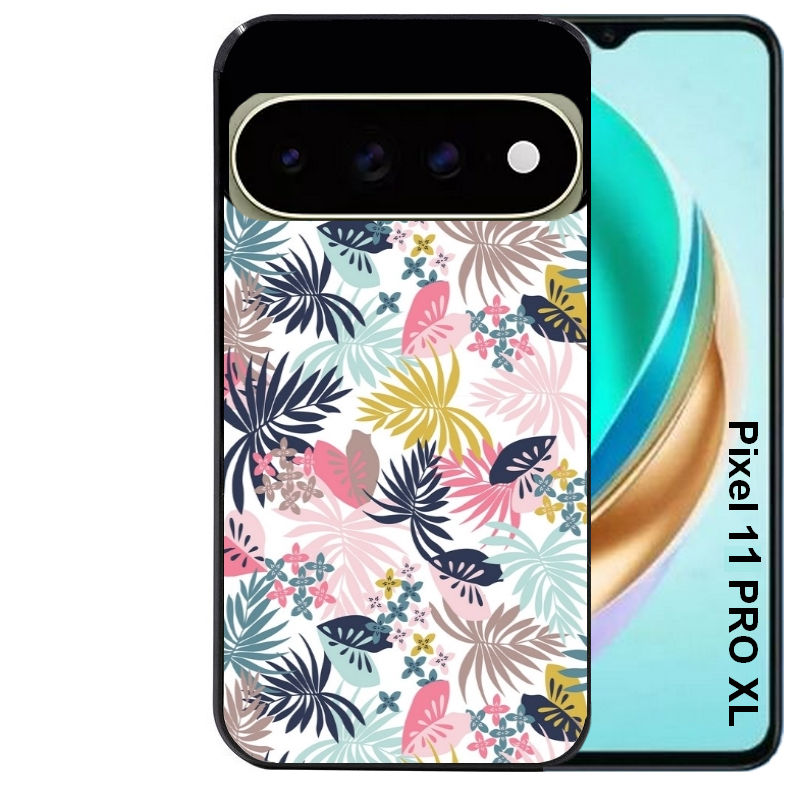 Coque pour Pixel 10 / 11 / PRO / XL jungle et fleur rose