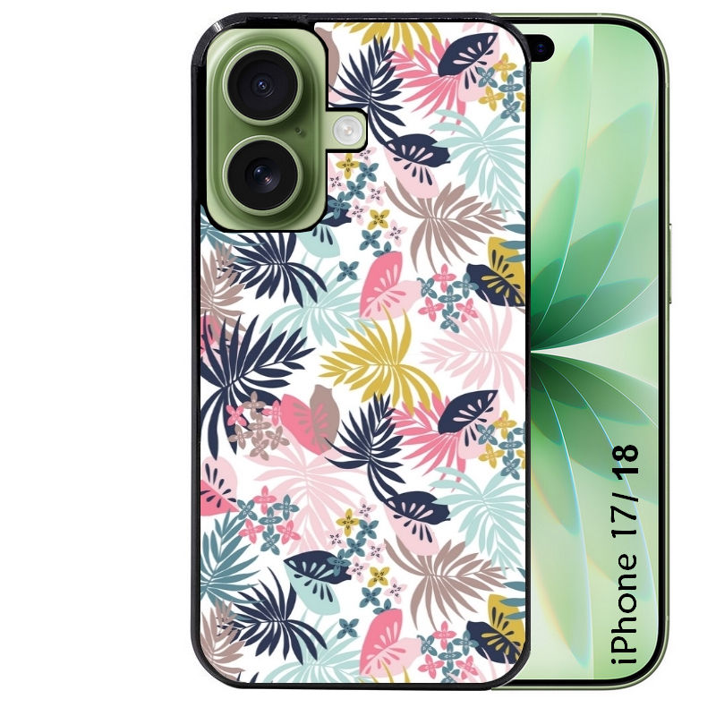 Coque pour Iphone 18 / PRO / PRO MAX / 18E jungle et fleur rose