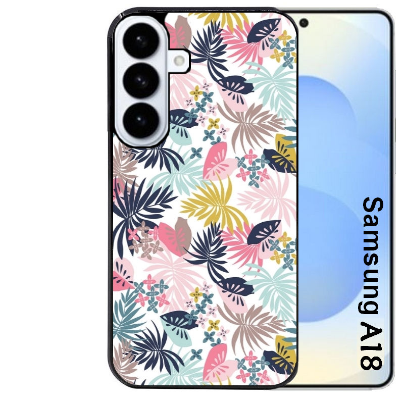 Coque pour Galaxy A08 A18 A28 A38 A58 jungle et fleur rose