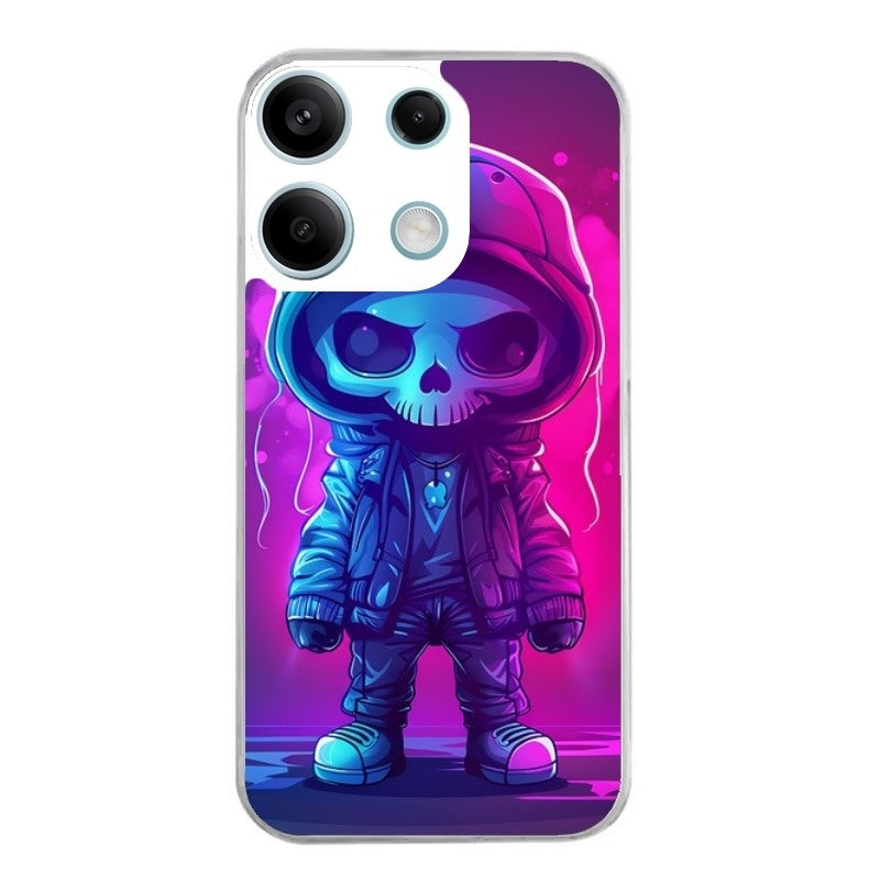 Coque taperso pour POCO M6 PRO 4G avec motif tete de mort skull fluo protection antichoc personnalisée