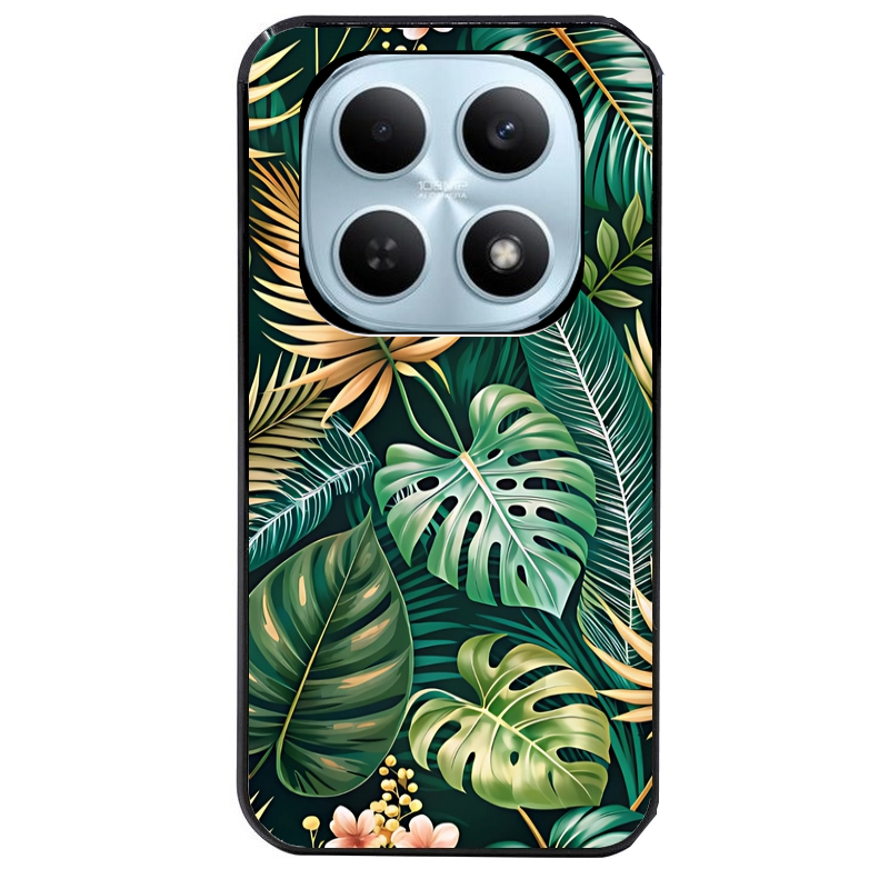 Coque noire taperso pour POCO M8 5G et PRO 5G avec motif jungle dore protection antichoc personnalisée
