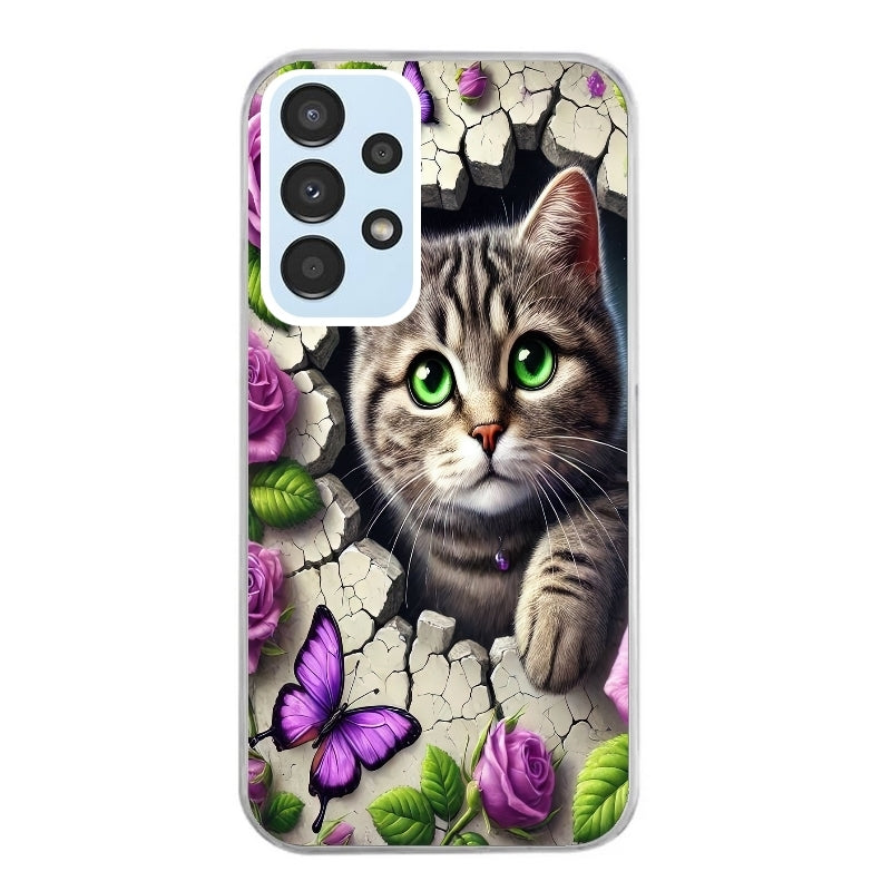 Coque taperso pour Galaxy A13 4G et 5G A23 A53 avec motif chat papillon 3 protection antichoc personnalisée