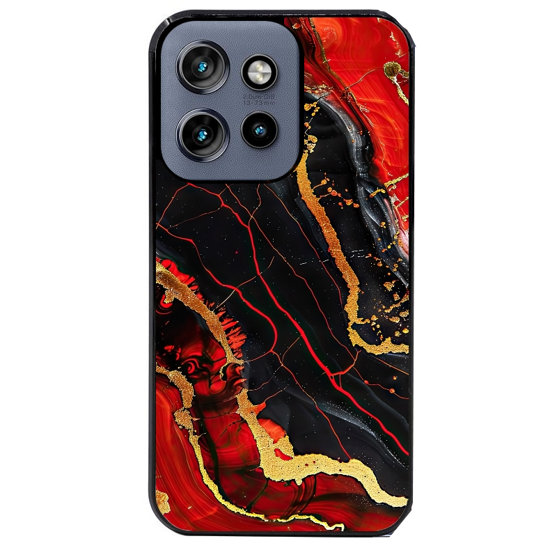 Coque noire taperso pour Moto Edge 60 et Neo Fusion Pro avec motif marbre rouge protection antichoc personnalisée