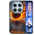 Coque noire taperso pour Redmi Note 15 et PRO PLUS 4G 5G avec motif basket flamme personnalisee protection antichoc personnalisée