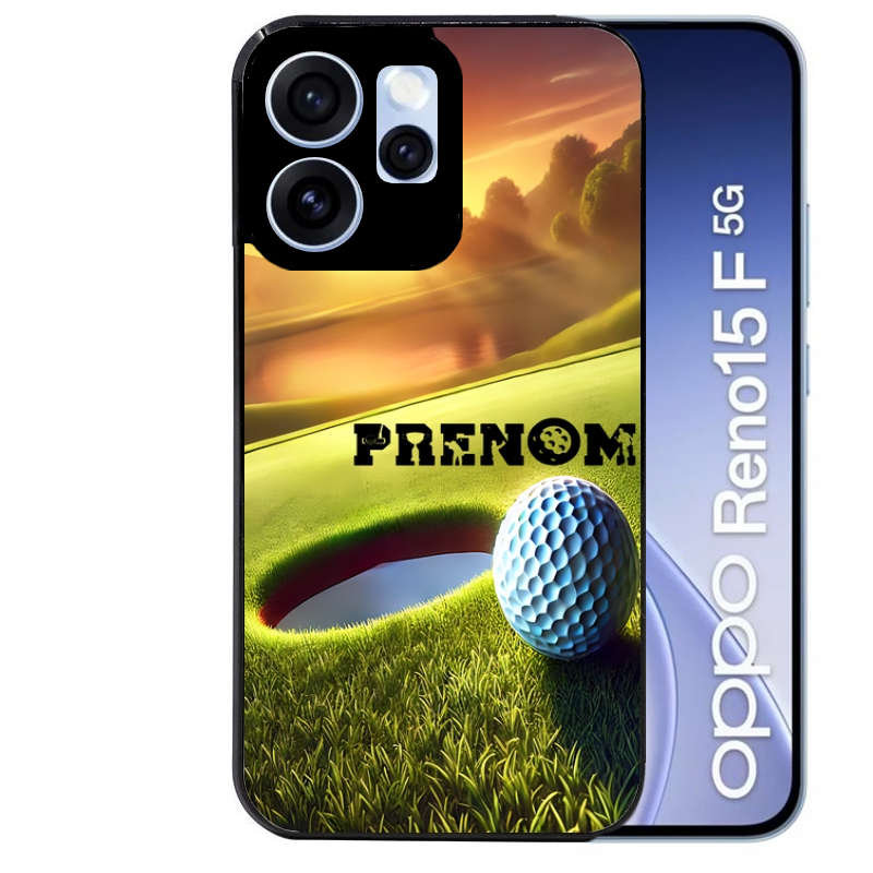Coque noire taperso pour OPPO Reno 15 et F FS 5G avec motif golf personnalisee protection antichoc personnalisée