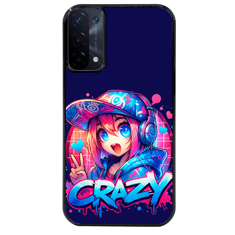 Coque noire taperso pour OPPO A54 et A74 5G avec motif anime crazy protection antichoc personnalisée