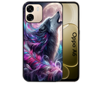 Coque noire taperso pour OPPO A6 A6X 4G et 5G avec motif loup et plume protection antichoc personnalisée