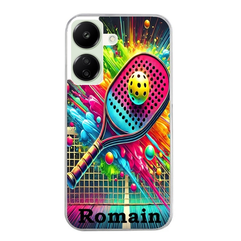 Coque taperso pour POCO C65 4G avec motif padel raquette personnalisee protection antichoc personnalisée