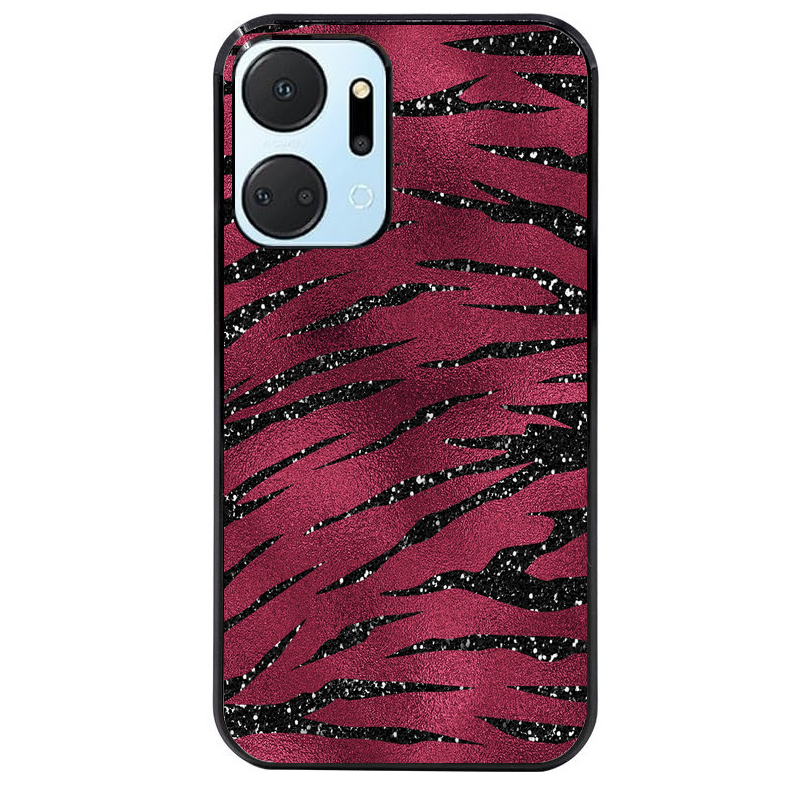 Coque noire taperso pour Honor X7A avec motif zebre grenat protection antichoc personnalisée