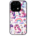 Coque noire taperso pour OnePlus 15 avec motif licorne arc en ciel protection antichoc personnalisée