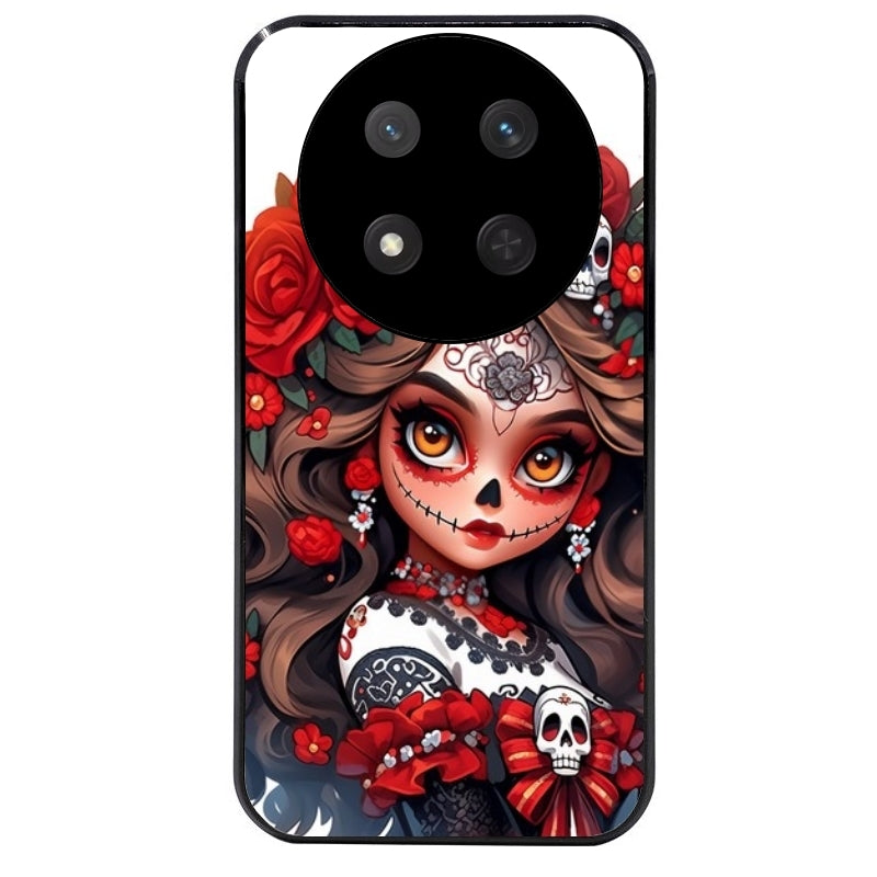 Coque noire taperso pour Magic 7 LITE et PRO avec motif tete de mort calavera rouge protection antichoc personnalisée