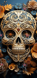 Tête de mort calavera fleur