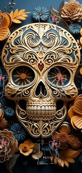 Tête de mort calavera fleur