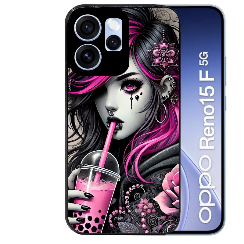 Coque noire taperso pour OPPO Reno 15 et F FS 5G avec motif anime et gothic boba protection antichoc personnalisée