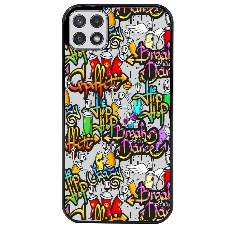 Coque noire taperso pour galaxy A22 A32 A52 A52S 4G 5G  avec motif tag et graffiti protection antichoc personnalisée