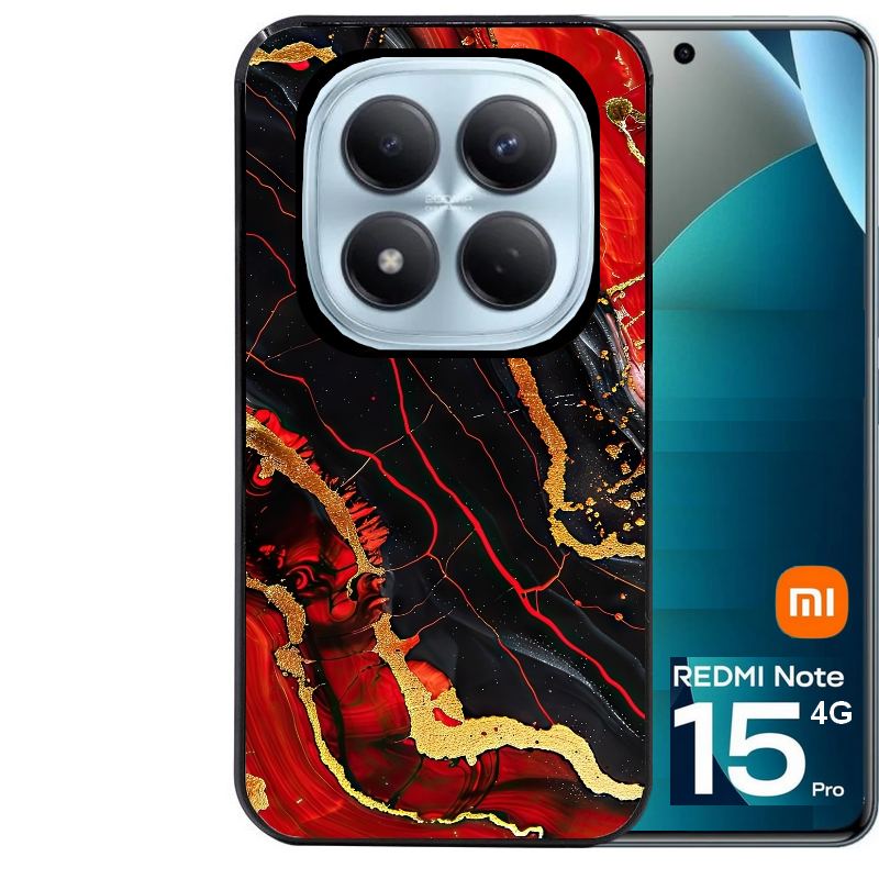 Coque noire taperso pour Redmi Note 15 et PRO PLUS 4G 5G avec motif marbre rouge protection antichoc personnalisée