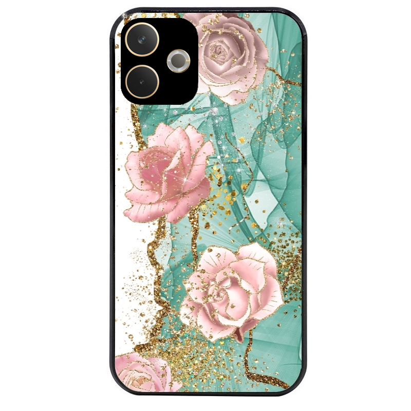 Coque noire taperso pour OPPO A5 PRO 4G et 5G avec motif marbre fleur turquoise protection antichoc personnalisée