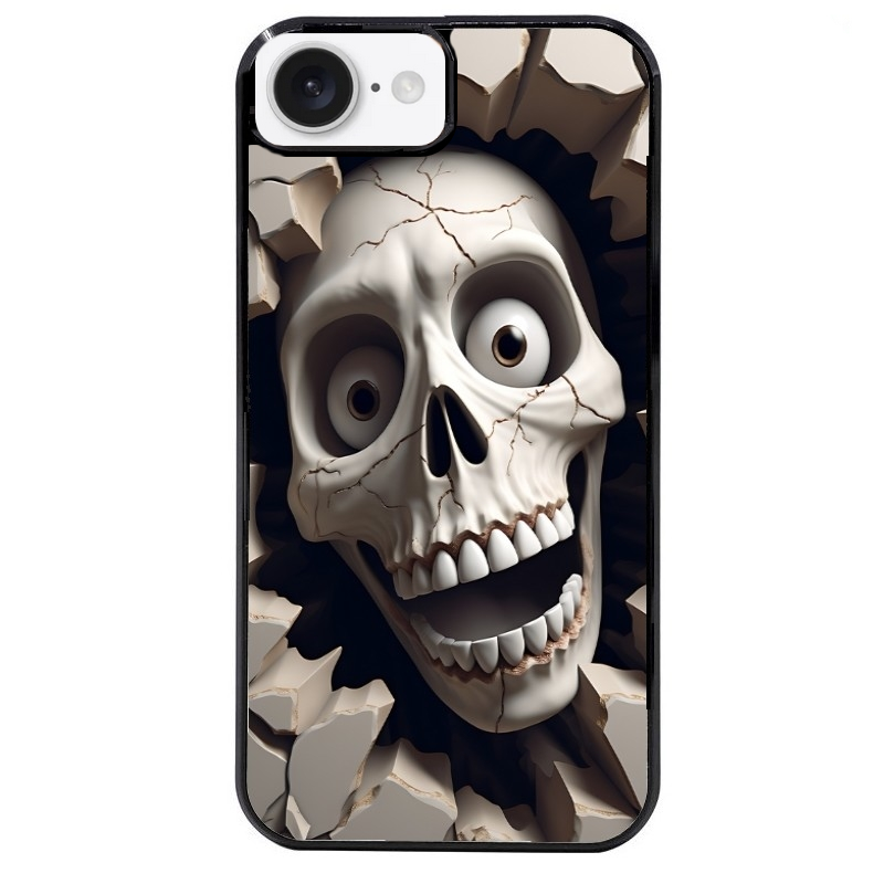 Coque noire taperso pour Iphone 17 17E AIR MAX PRO avec motif tete de mort smile protection antichoc personnalisée
