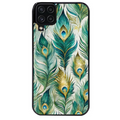 Coque noire taperso pour galaxy A22 A32 A52 A52S 4G 5G  avec motif paon plumes protection antichoc personnalisée