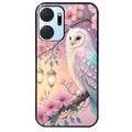 Coque noire taperso pour Honor X7A avec motif chouette cerisier protection antichoc personnalisée