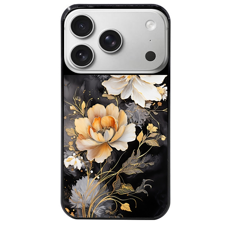 Coque noire taperso pour Iphone 17 17E AIR MAX PRO avec motif fleur blanche protection antichoc personnalisée