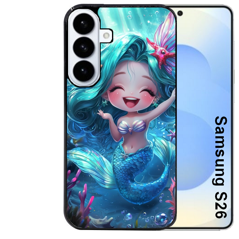 Coque noire taperso pour galaxy S26 et PLUS ULTRA FE avec motif sirene style anime protection antichoc personnalisée