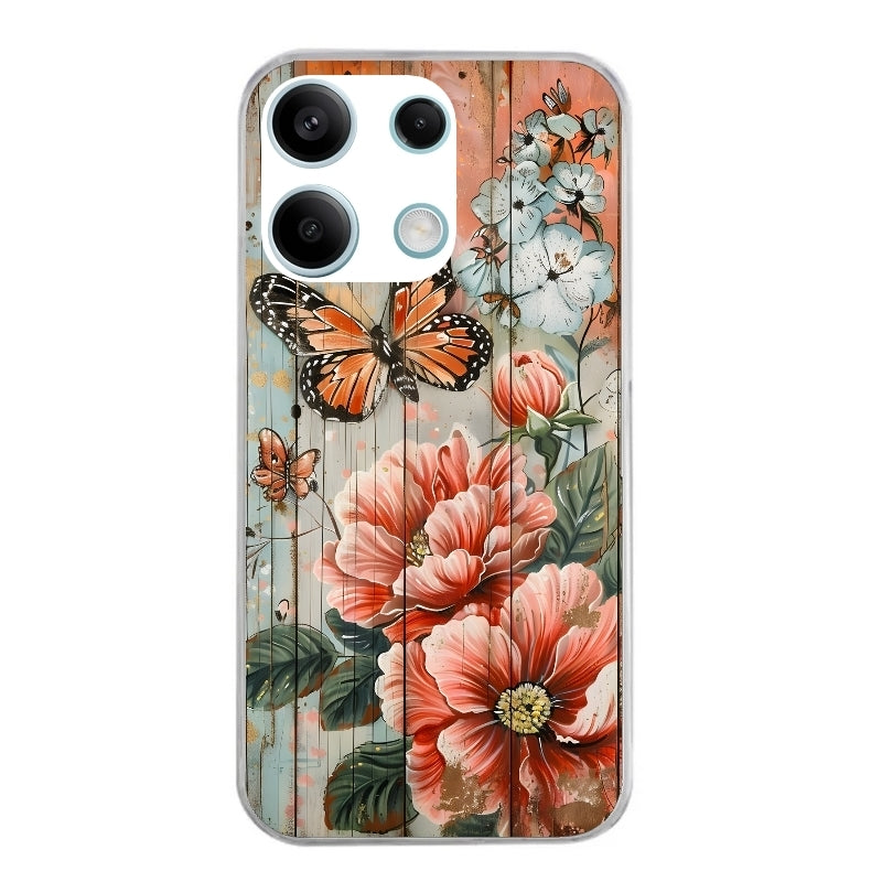 Coque taperso pour POCO M6 PRO 4G avec motif bois et papillon 3 protection antichoc personnalisée