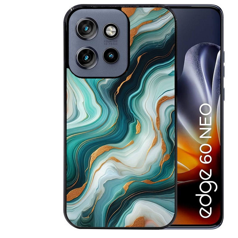 Coque noire taperso pour Moto Edge 60 et Neo Fusion Pro avec motif marbre vert protection antichoc personnalisée