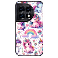 Coque noire taperso pour OnePlus 11 et 12 avec motif licorne arc en ciel protection antichoc personnalisée