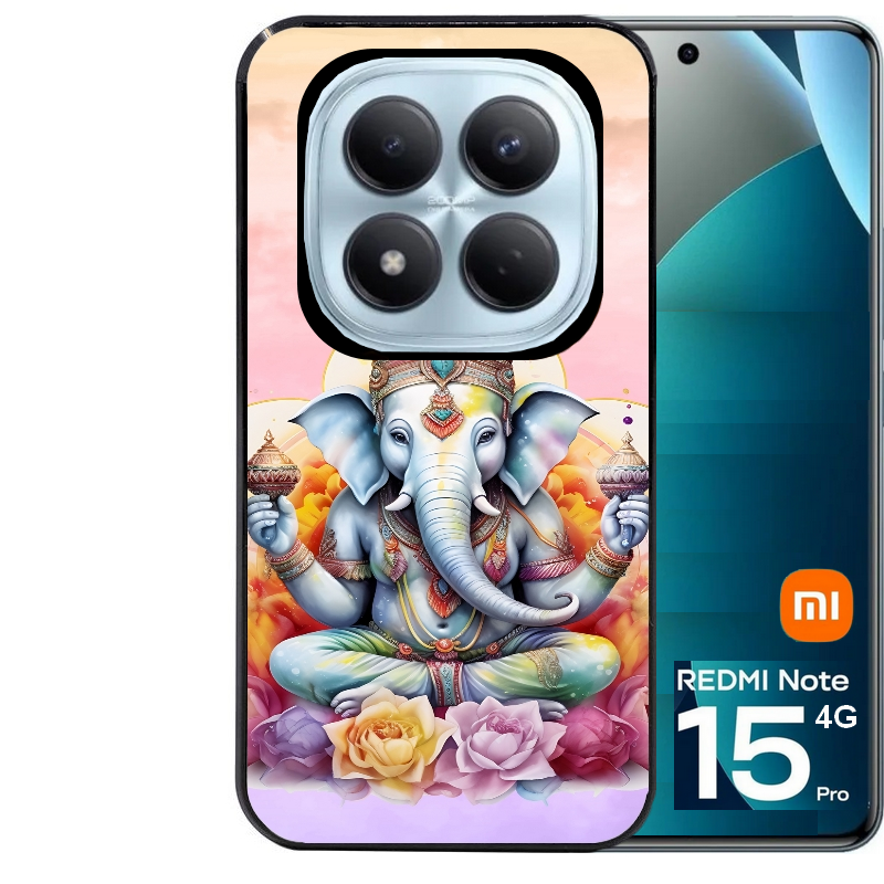 Coque noire taperso pour Redmi Note 15 et PRO PLUS 4G 5G avec motif elephant namaste protection antichoc personnalisée