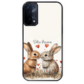Coque noire taperso pour OPPO A54 et A74 5G avec motif lapin coeur avec prenom protection antichoc personnalisée
