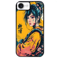 Coque noire taperso pour Iphone 16 16E PLUS MAX PRO avec motif samourai girl anime protection antichoc personnalisée