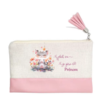 Pochette personnalisée motif chat yoga en toile et simili cuir personnalisée