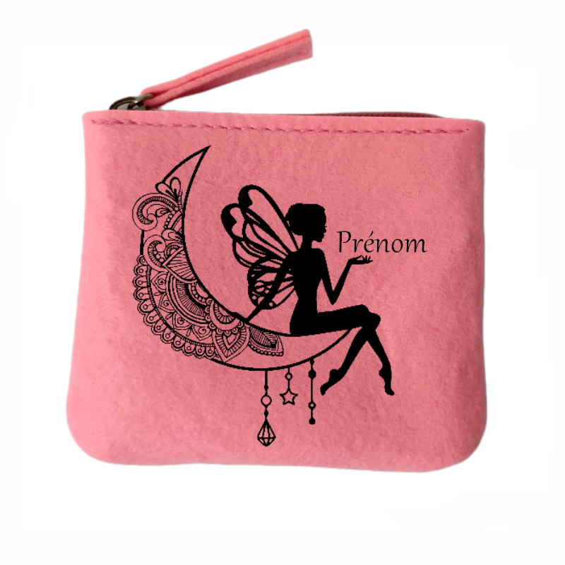 Porte monnaie personnalisé fee astro en feutrine en feutrine