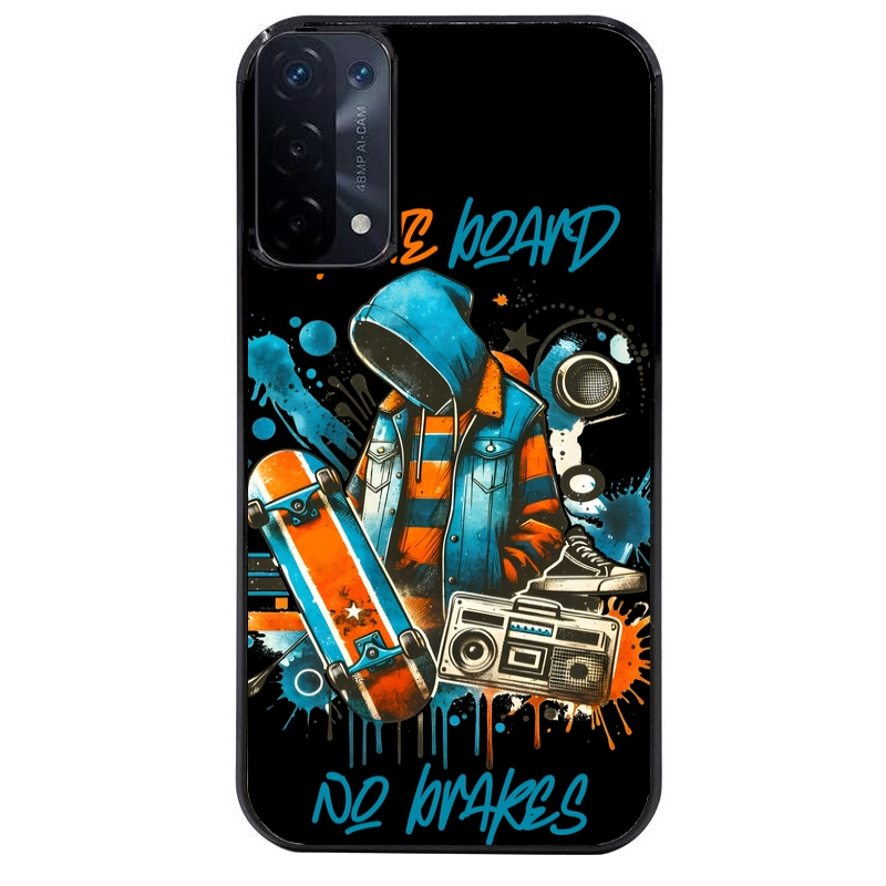 Coque noire taperso pour OPPO A54 et A74 5G avec motif skate board protection antichoc personnalisée