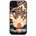 Coque noire taperso pour galaxy A22 A32 A52 A52S 4G 5G  avec motif japan cerisier protection antichoc personnalisée